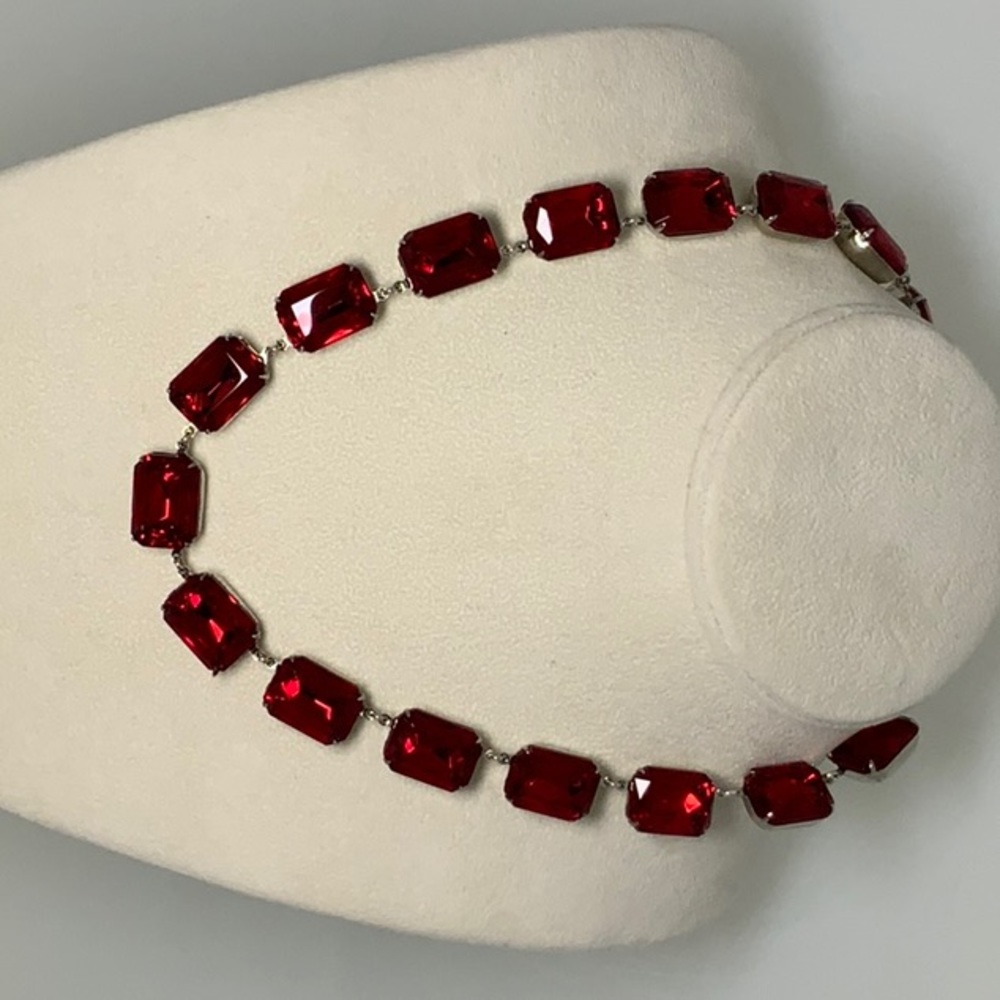 Ruby Red Statement Necklace and Earring Set